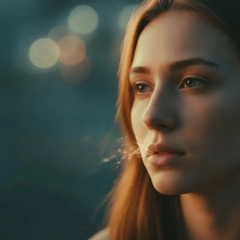 Portret stilizat, generat cu AI: o femeie privind spre lumina dimineții